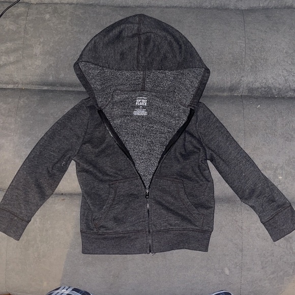Black/GreyJumping beans softest fleece zip up hoodie with pockets. Size 4-T boys - Picture 3 of 3